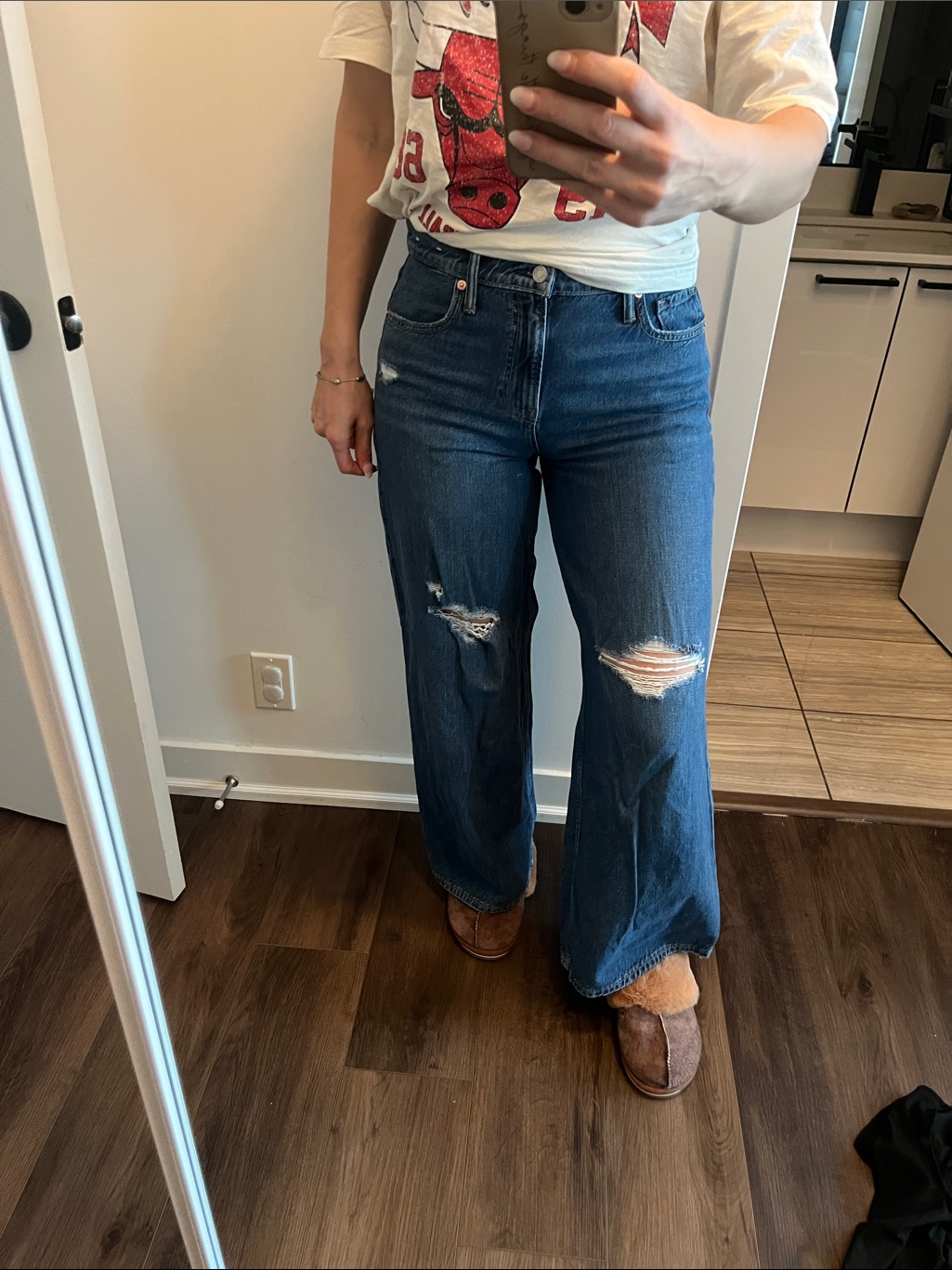 Gap Wide Leg Distressed Women’s Jeans - Blue